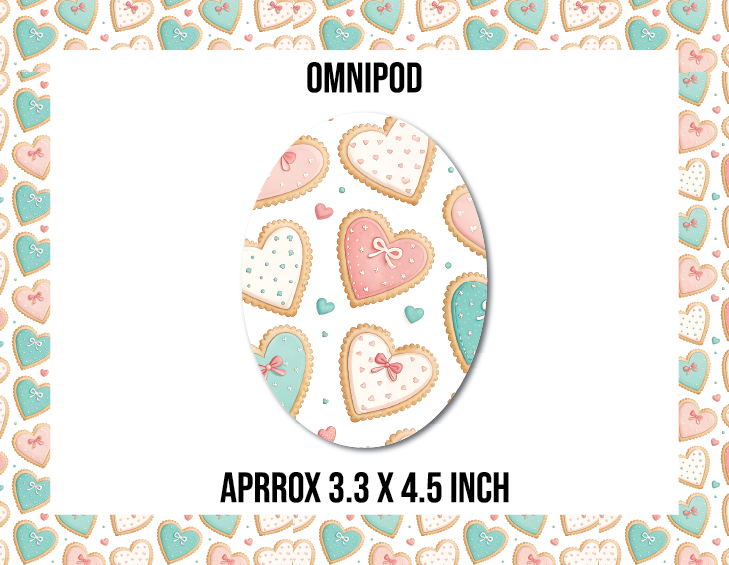 Heart Sugar Cookies CGM Decorative Over Patch (No Hole)