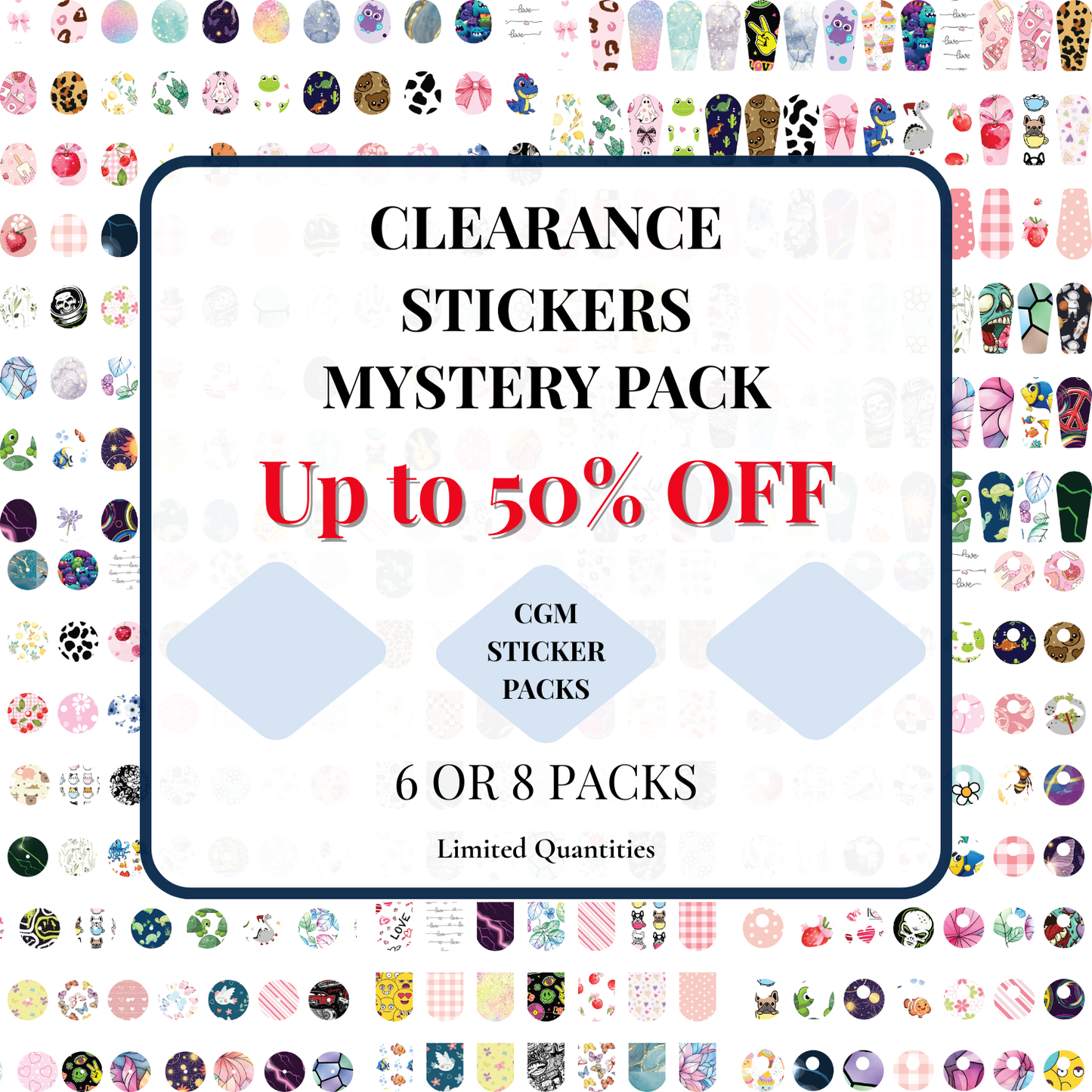 CGM Stickers Clearance – 6 or 8 Pack | Mystery Retired Designs | Up to 50% Off