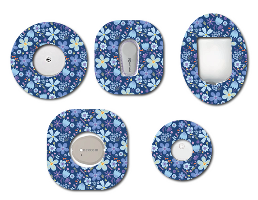 Spring Flowers on Blue CGM Patch