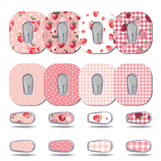 Strawberry Coquette Patch and Sticker Bundle Dexcom G6- Set of 8