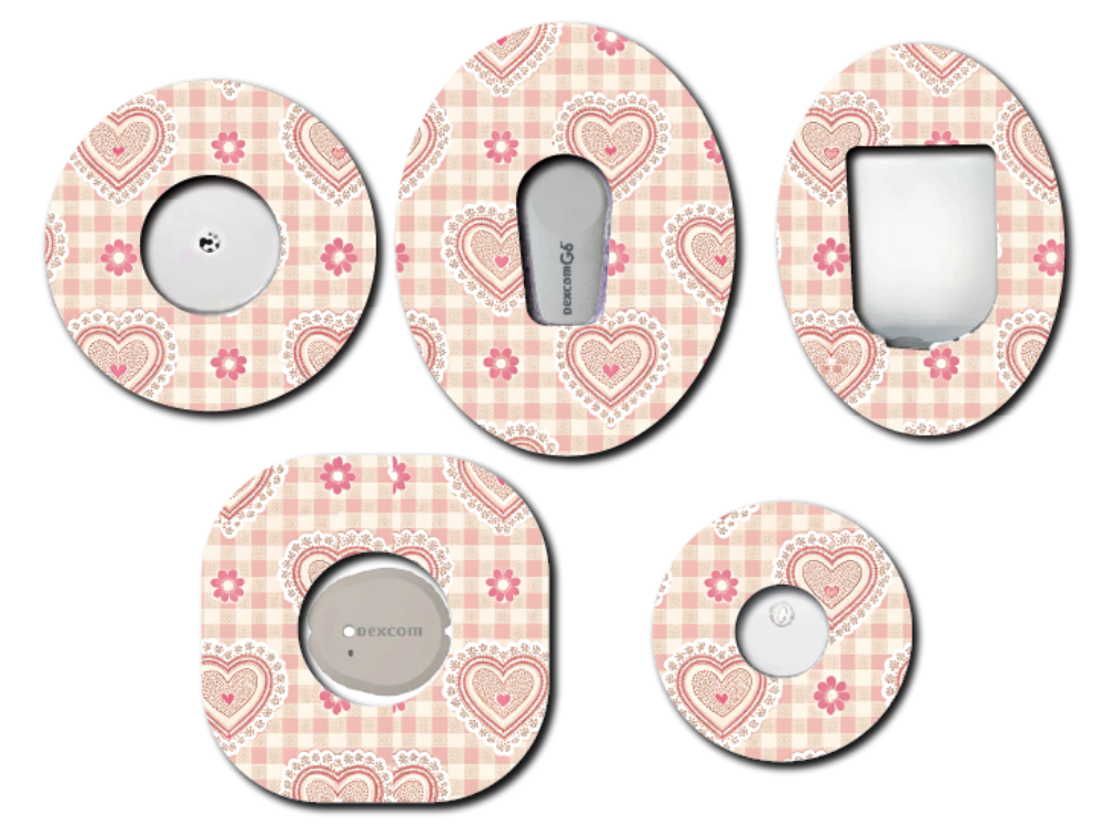 Gingham Hearts CGM Patch