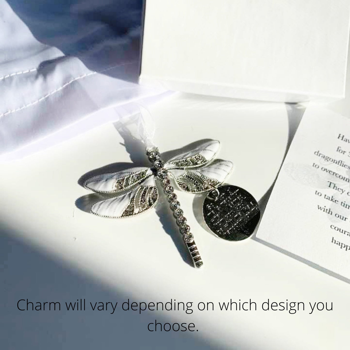 White  Dragonfly and Baby Keepsake Pendant, Mama and Baby Mother's Day Gift