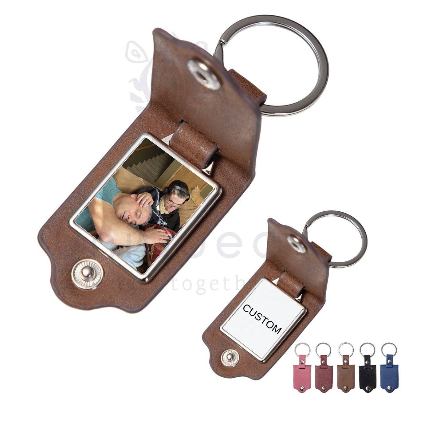 Custom Personalized Photo Keychain PU leather keychain