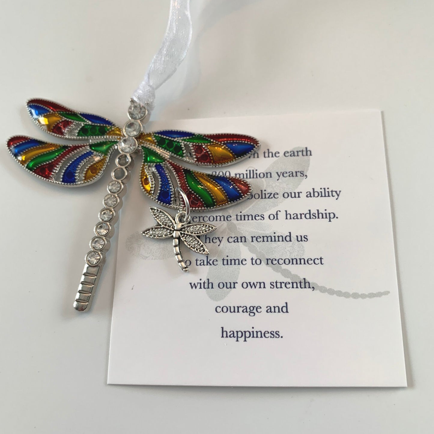Rainbow Dragonfly and Baby Keepsake Pendant
