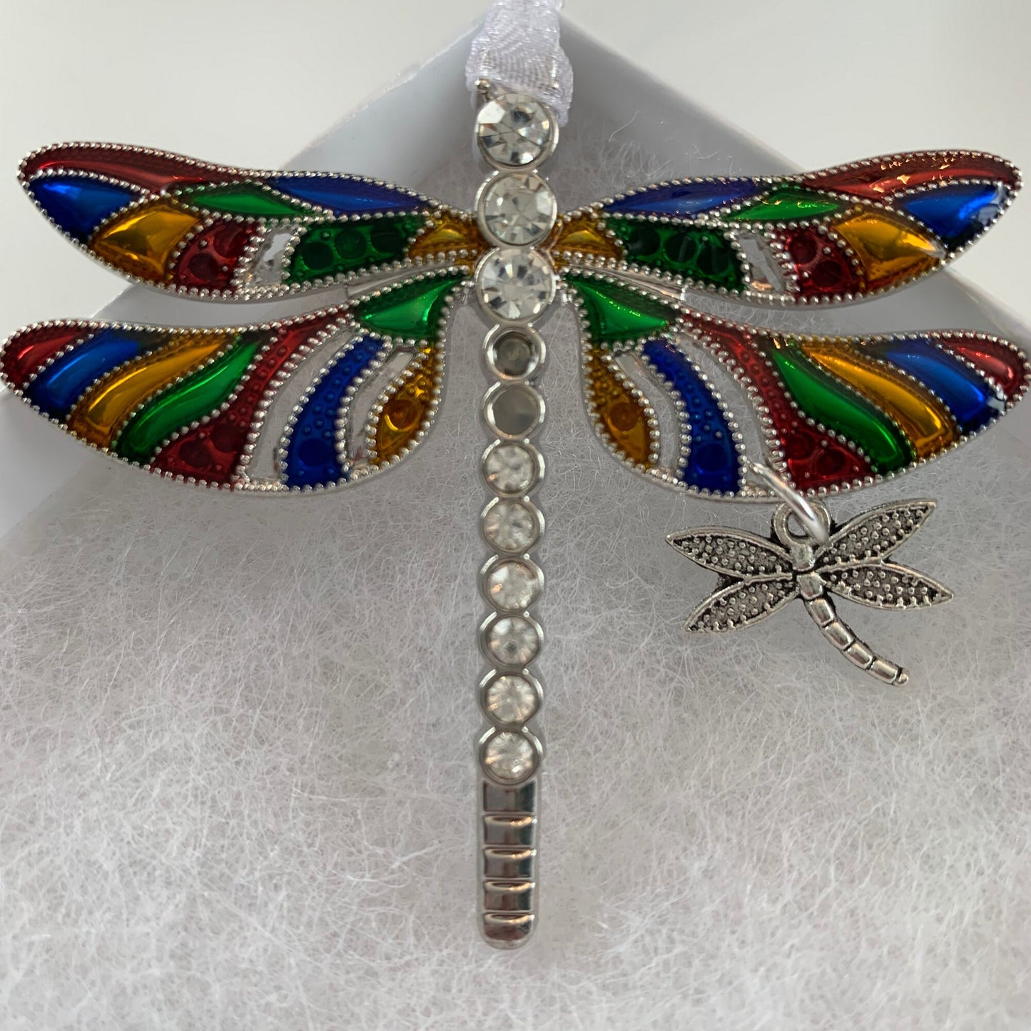 Rainbow Dragonfly and Baby Keepsake Pendant