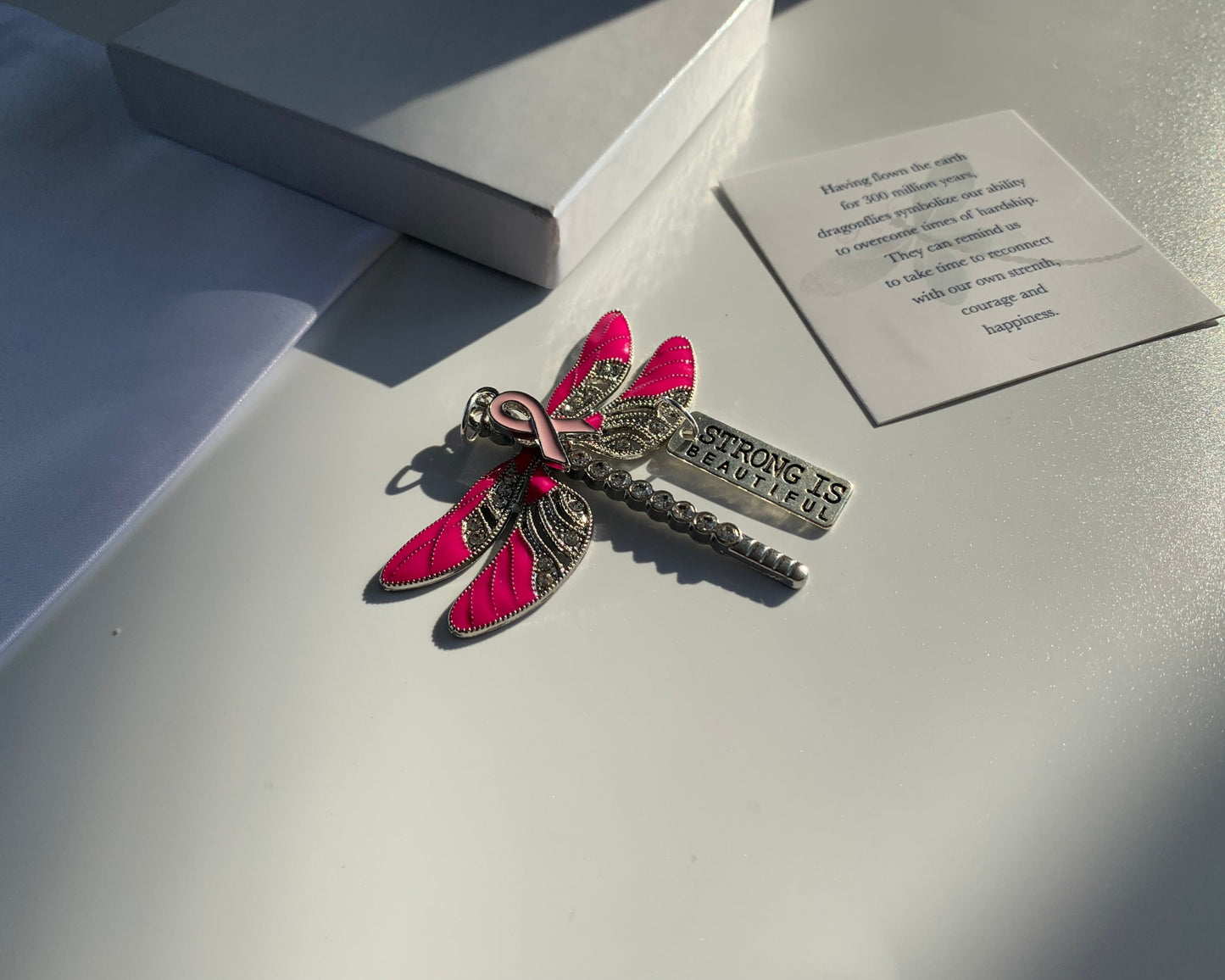 Pink Dragonfly Awareness Pendant