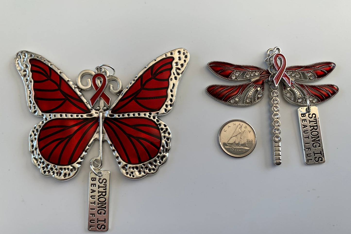 Red Strong is Beautiful Red Butterfly Awareness Ribbon Pendant