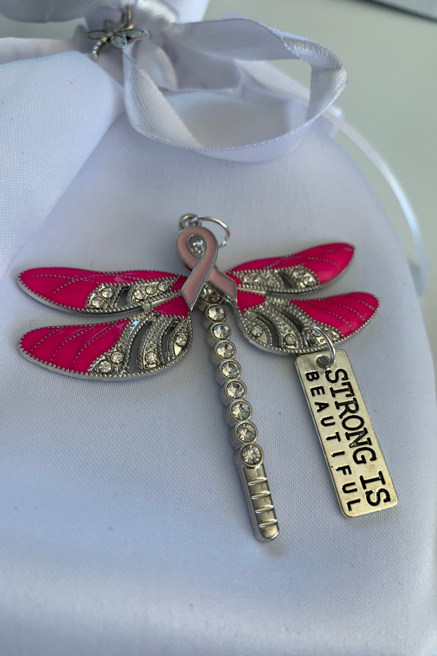 Pink Dragonfly Awareness Pendant