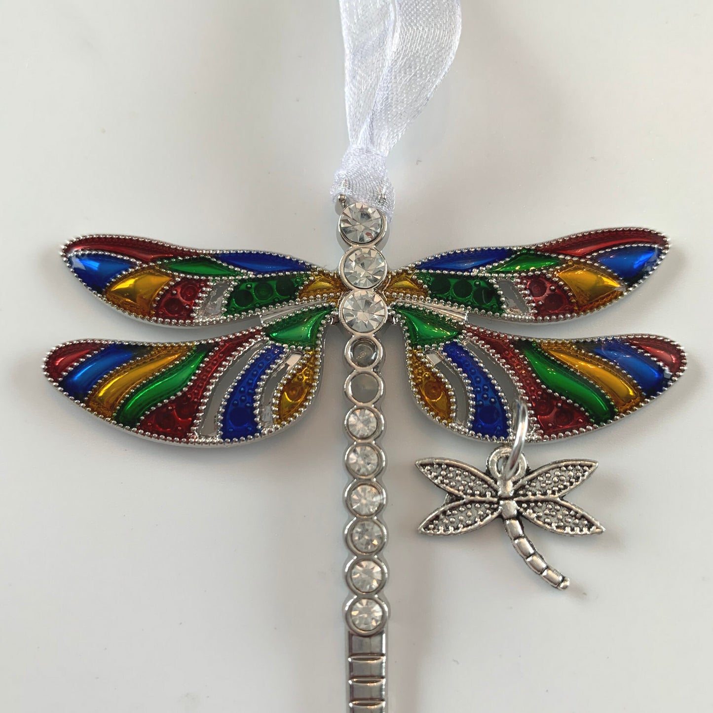 Rainbow Dragonfly and Baby Keepsake Pendant