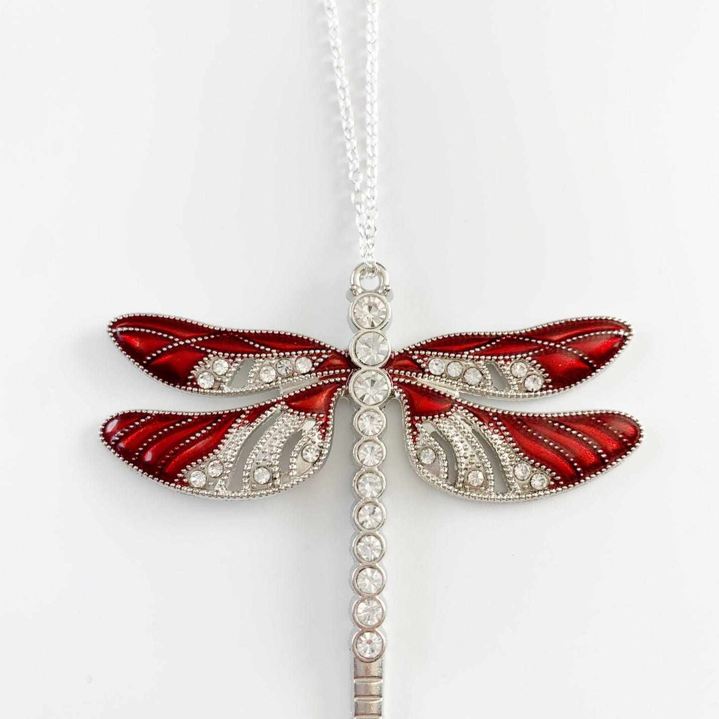 Red Dragonfly Heart Charm Ornament