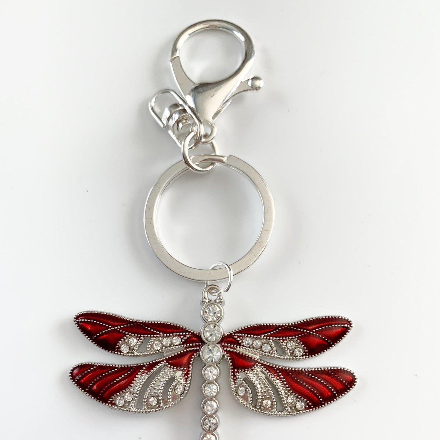 Red Dragonfly Heart Charm Ornament