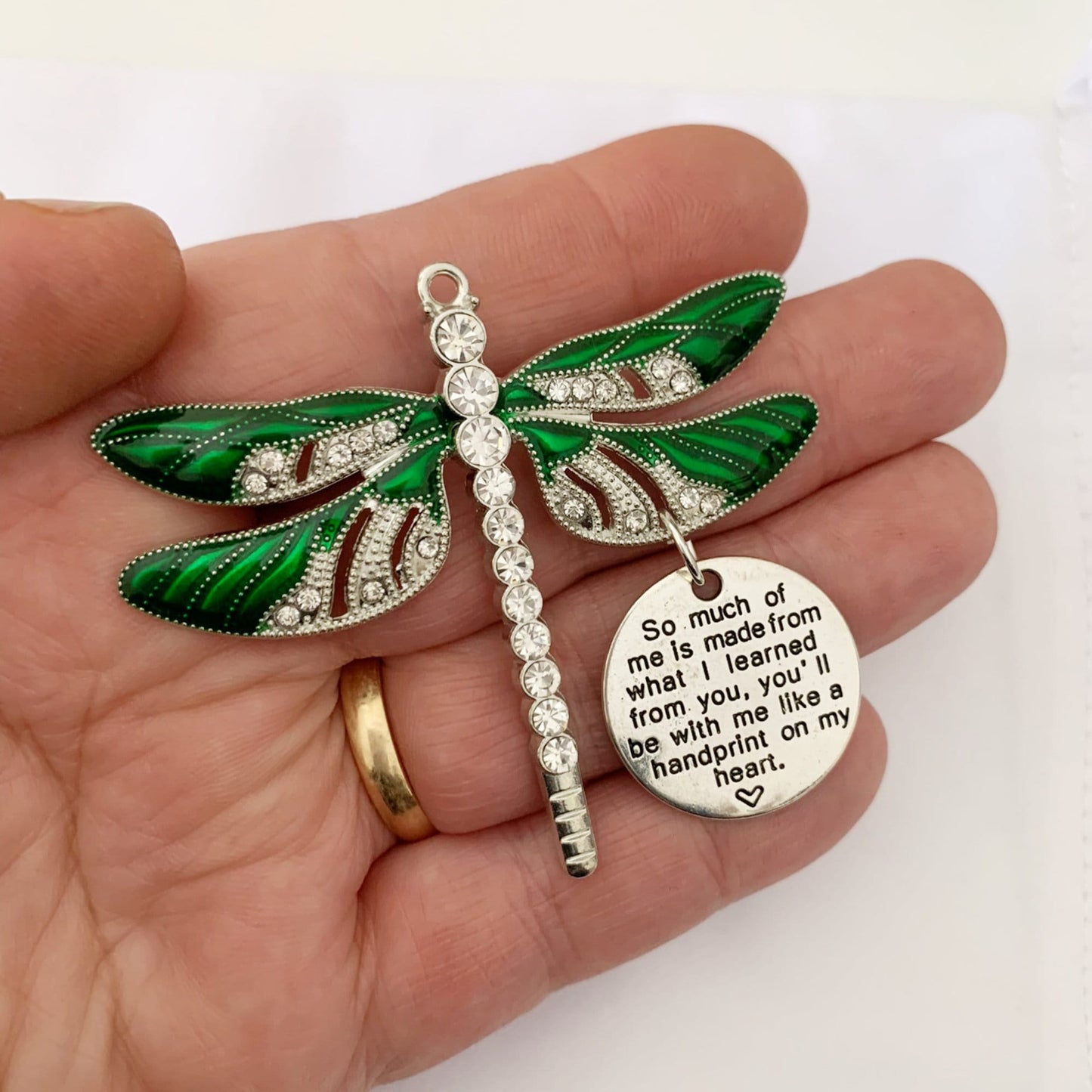 Green Dragonfly Memorial Pendant