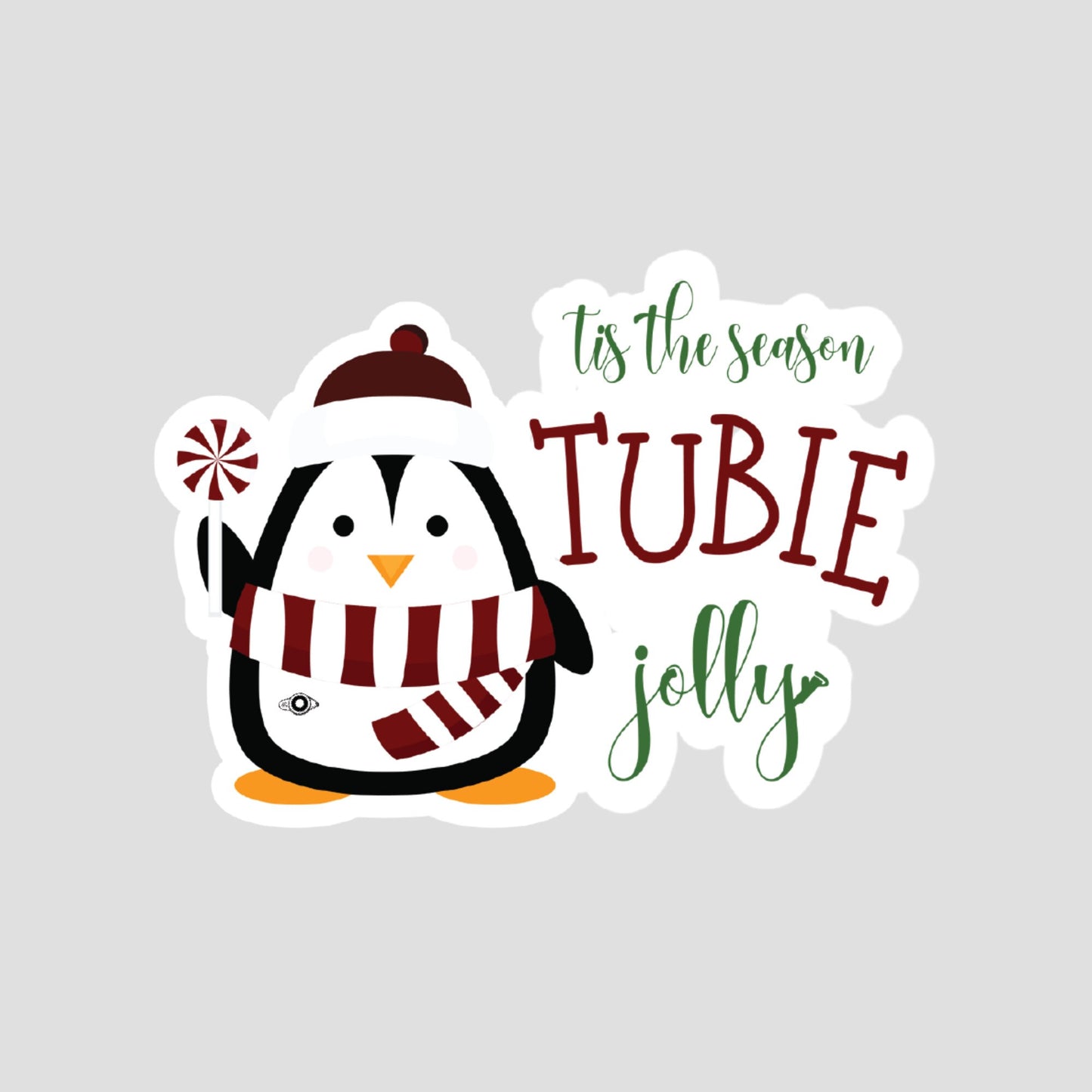 Tis the Season Tubie Jolly Cute Penguin Sticker, G-Tube Sticker