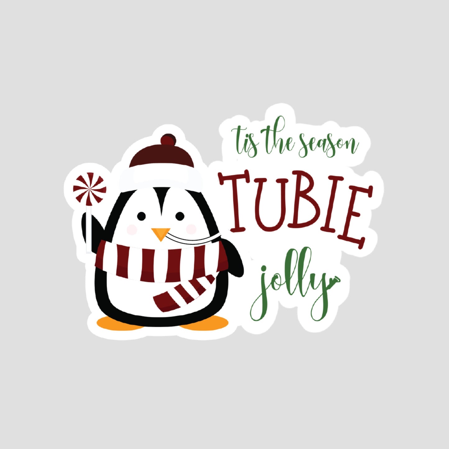 Tis the Season Tubie Jolly Cute Penguin Sticker, NG Tube Sticker