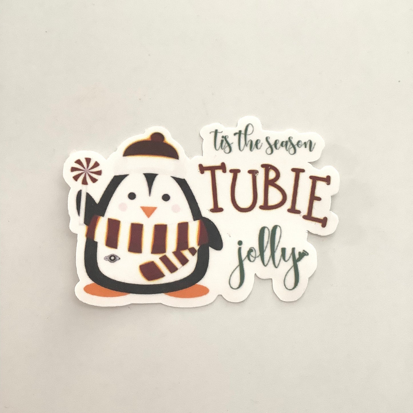 Tis the Season Tubie Jolly Cute Penguin Sticker, G-Tube Sticker
