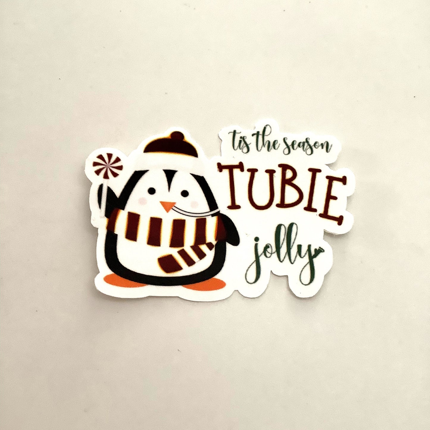 Tis the Season Tubie Jolly Cute Penguin Sticker, NG Tube Sticker