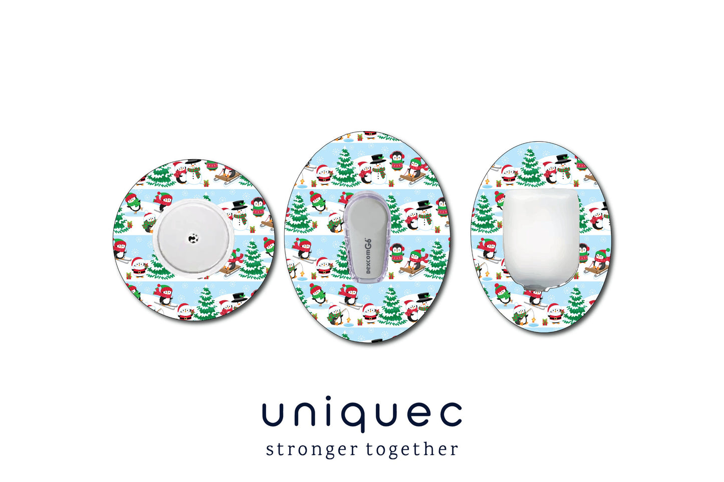 Christmas Penguins CGM patch for Freestyle LIbre, Dexcom, Omnipod Continuous Glucose Monitor patches and stickers