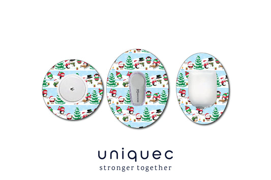 Christmas Penguins CGM patch for Freestyle LIbre, Dexcom, Omnipod Continuous Glucose Monitor patches and stickers