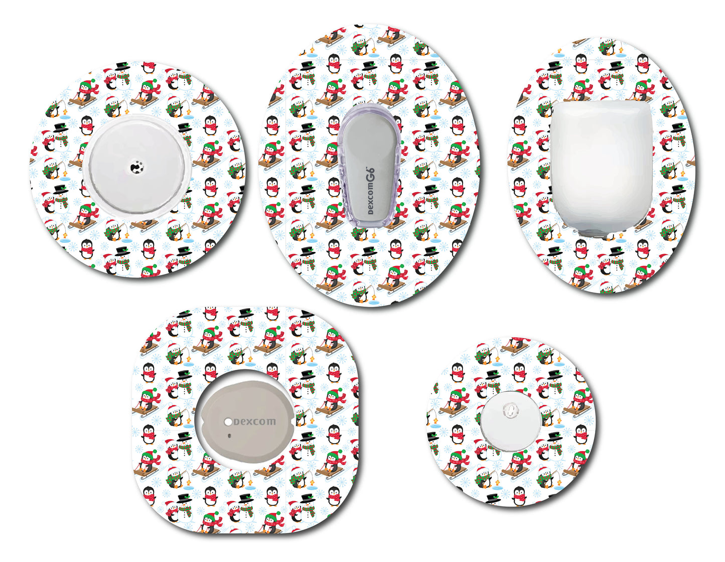 Christmas Penguins CGM patch for Freestyle LIbre, Dexcom, Omnipod Continuous Glucose Monitor patches and stickers