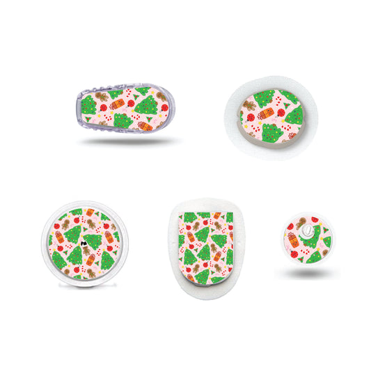 Pink Christmas CGM Sensor Sticker for Freestyle Libre, Dexcom, Omnipod Continuous Glucose Monitor