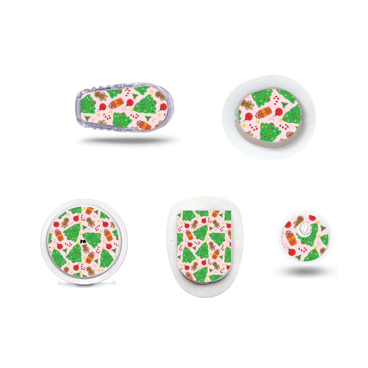 Pink Christmas CGM Sensor Sticker for Freestyle Libre, Dexcom, Omnipod Continuous Glucose Monitor
