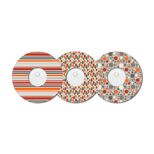 Masculine Orange Omnipod Bundle Set of 3 Patch Sticker Overlay for CGM monitor