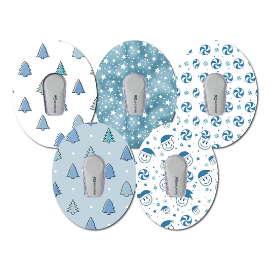 Blue Christmas Collection Bundle Dexcom G6- Set of 5 Patches
