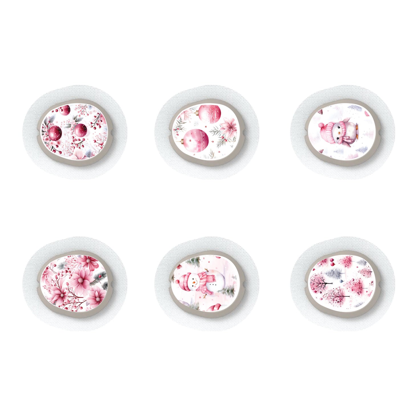 Pink Christmas Collection Patch and Sticker Bundle Dexcom G7- Set of 6 Patch Sticker Overlay for CGM monitor