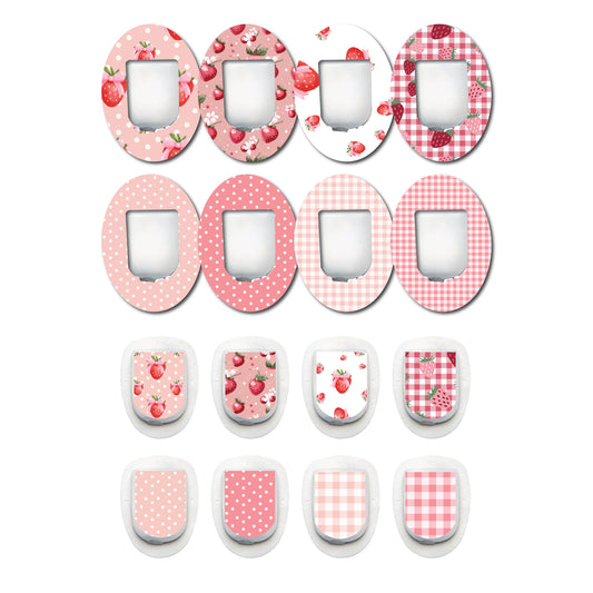Strawberry Coquette Patches and Stickers Bundle Omnipod- Set of 8
