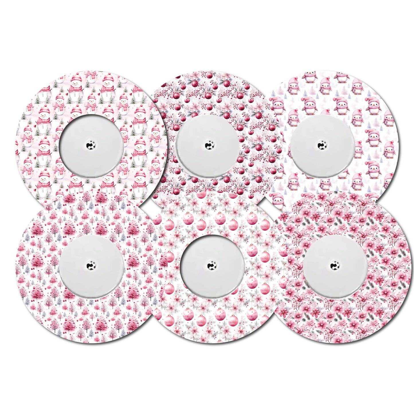 Pink Christmas Collection Patch and Sticker Bundle Freestyle Libre 2- Set of 6 Patch Sticker Overlay for CGM monitor