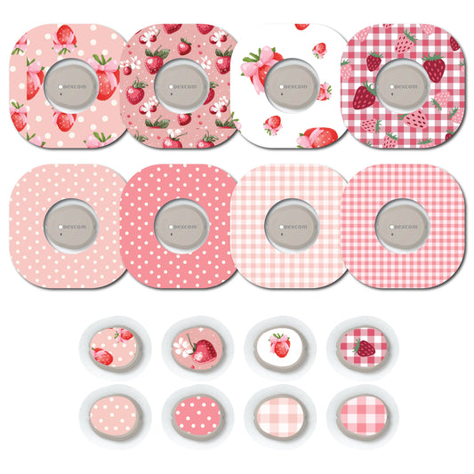 Strawberry Coquette Patches and Stickers Bundle Dexcom G7- Set of 8