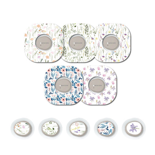 Wildflower Collection Patch and Sticker Bundle Dexcom G7- Set of 5