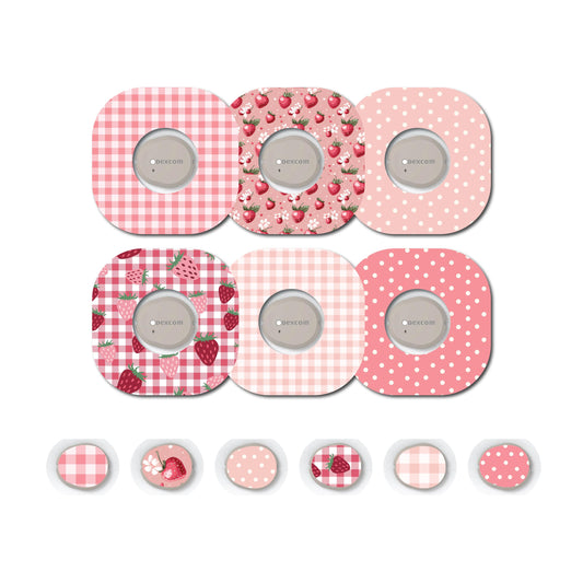 Strawberry Coquette Patches and Stickers Bundle Dexcom G7- Set of 6