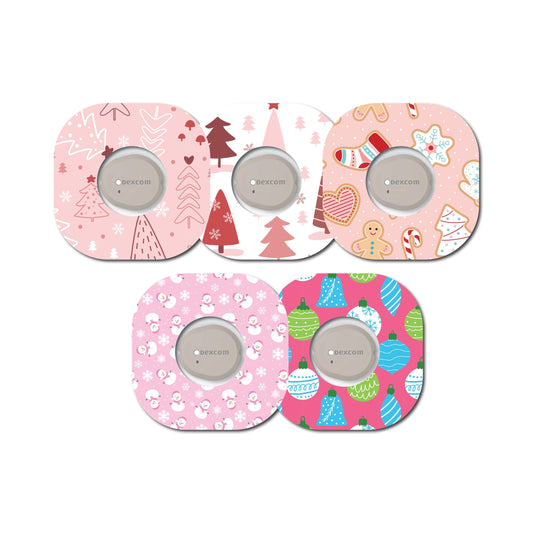 Christmas in Pink Patch Collection Dexcom G7 for Freestyle Libre, Dexcom, Omnipod Continuous Glucose Monitor Patch