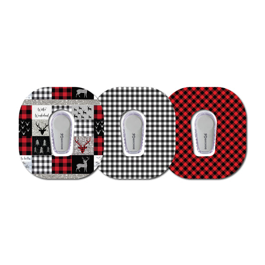 Buffalo Plaid Deer Collection Dexcom G6 Set of 3 Patch for CGM monitor