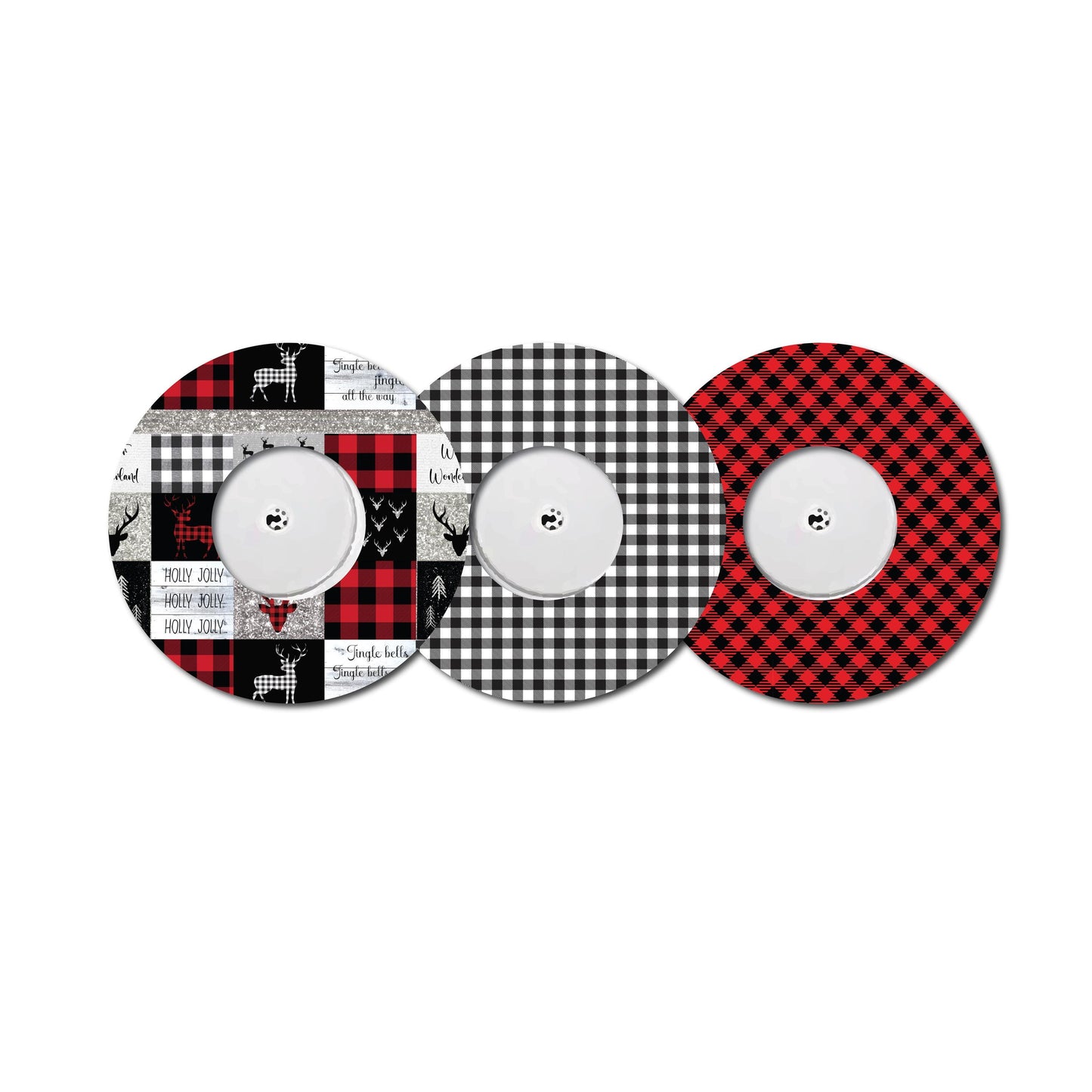 Buffalo Plaid Deer Collection Freestyle Libre 2 Set of 3 Patch for CGM monitor
