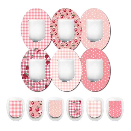 Strawberry Coquette Patches and Stickers Bundle Omnipod- Set of 6