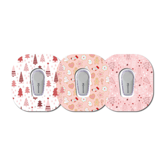 Christmas in Pink Collection Dexcom G6 Set of 3 Patch for CGM monitor