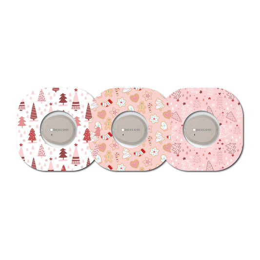 Christmas in Pink Collection Dexcom G7 Set of 3 Patch for CGM monitor