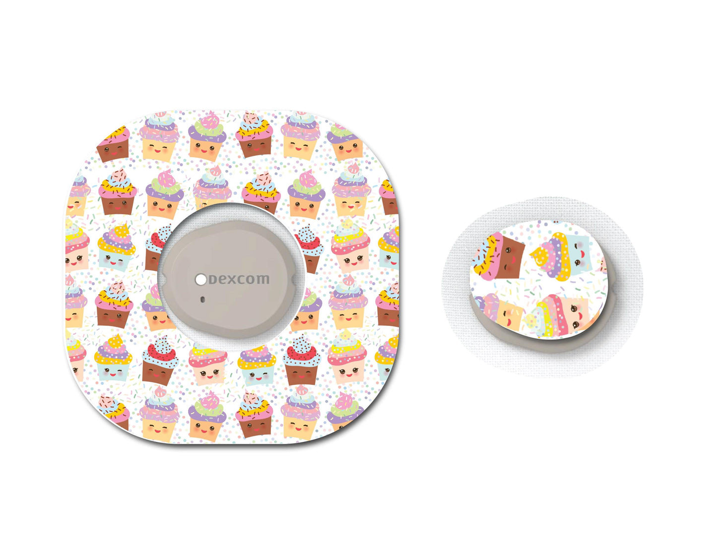 Cupcakes Continuous Glucose Monitor (CGM) Decorative Over Patch and Sticker/Tattoo Set