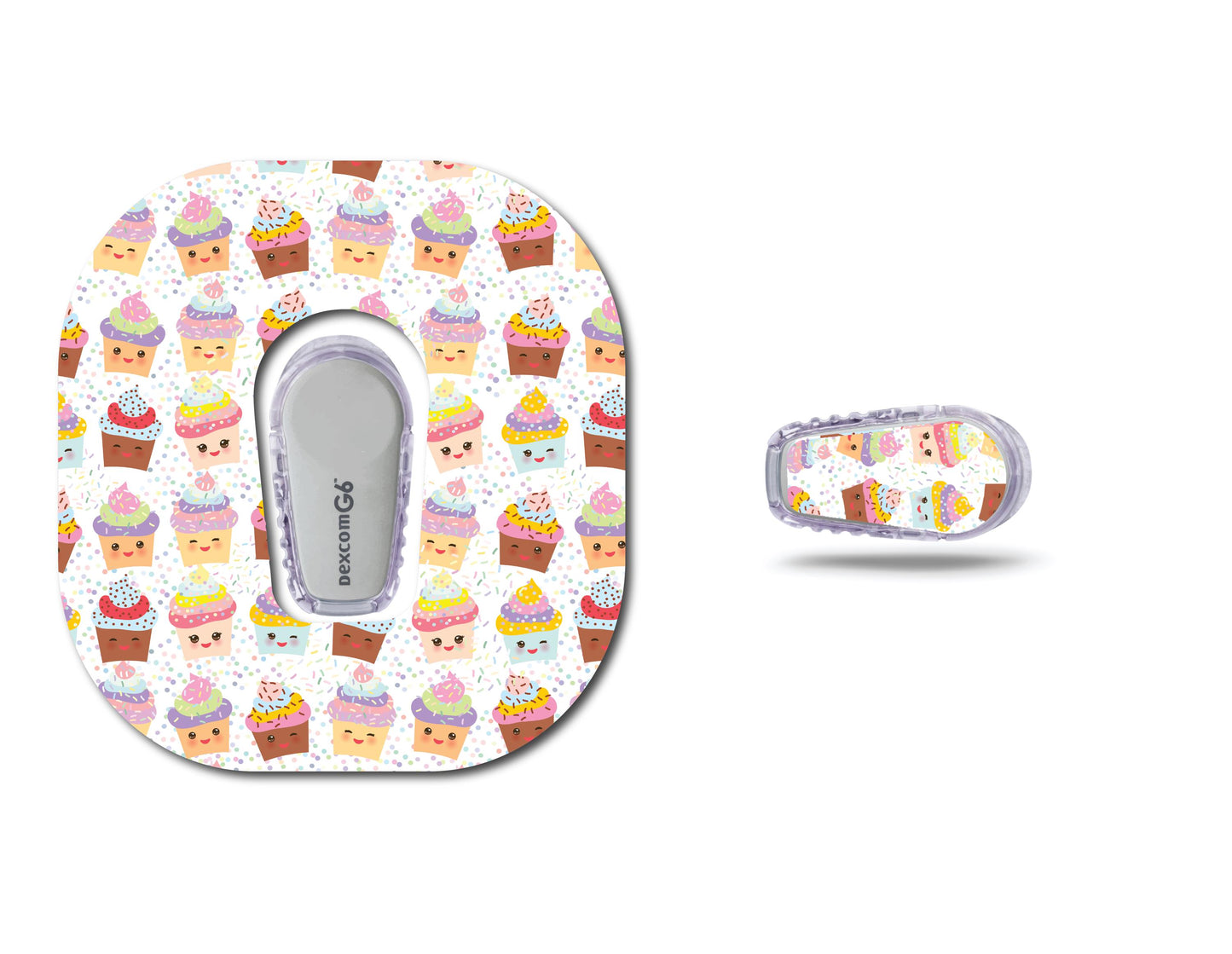Cupcakes Continuous Glucose Monitor (CGM) Decorative Over Patch and Sticker/Tattoo Set