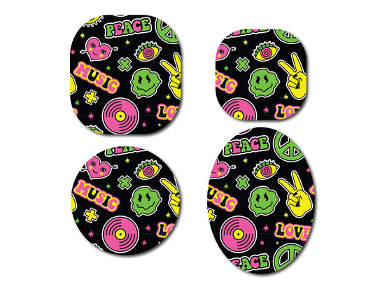 Retro Groovy Peace Continuous Glucose Monitor (CGM) Decorative Over Patch (no hole)