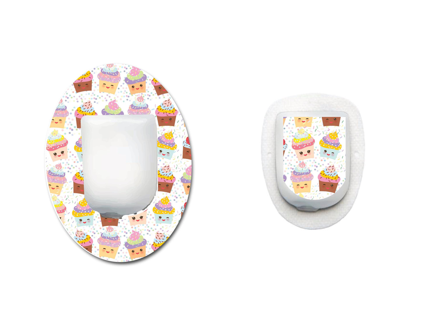 Cupcakes Continuous Glucose Monitor (CGM) Decorative Over Patch and Sticker/Tattoo Set