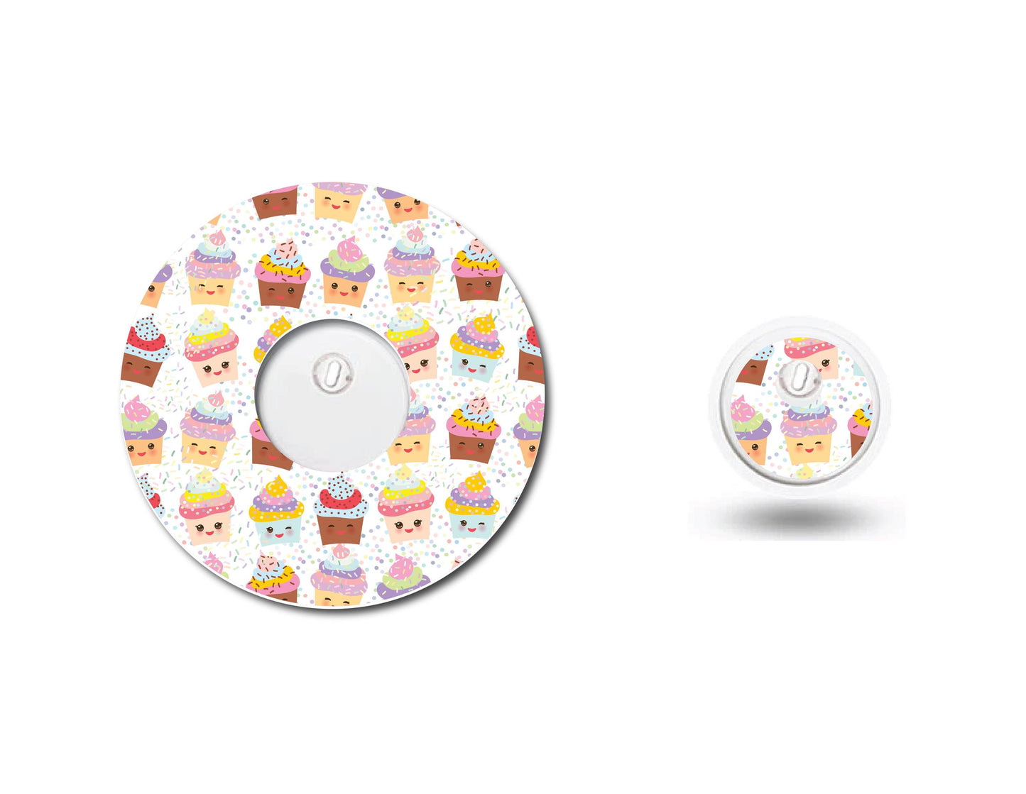 Cupcakes Continuous Glucose Monitor (CGM) Decorative Over Patch and Sticker/Tattoo Set