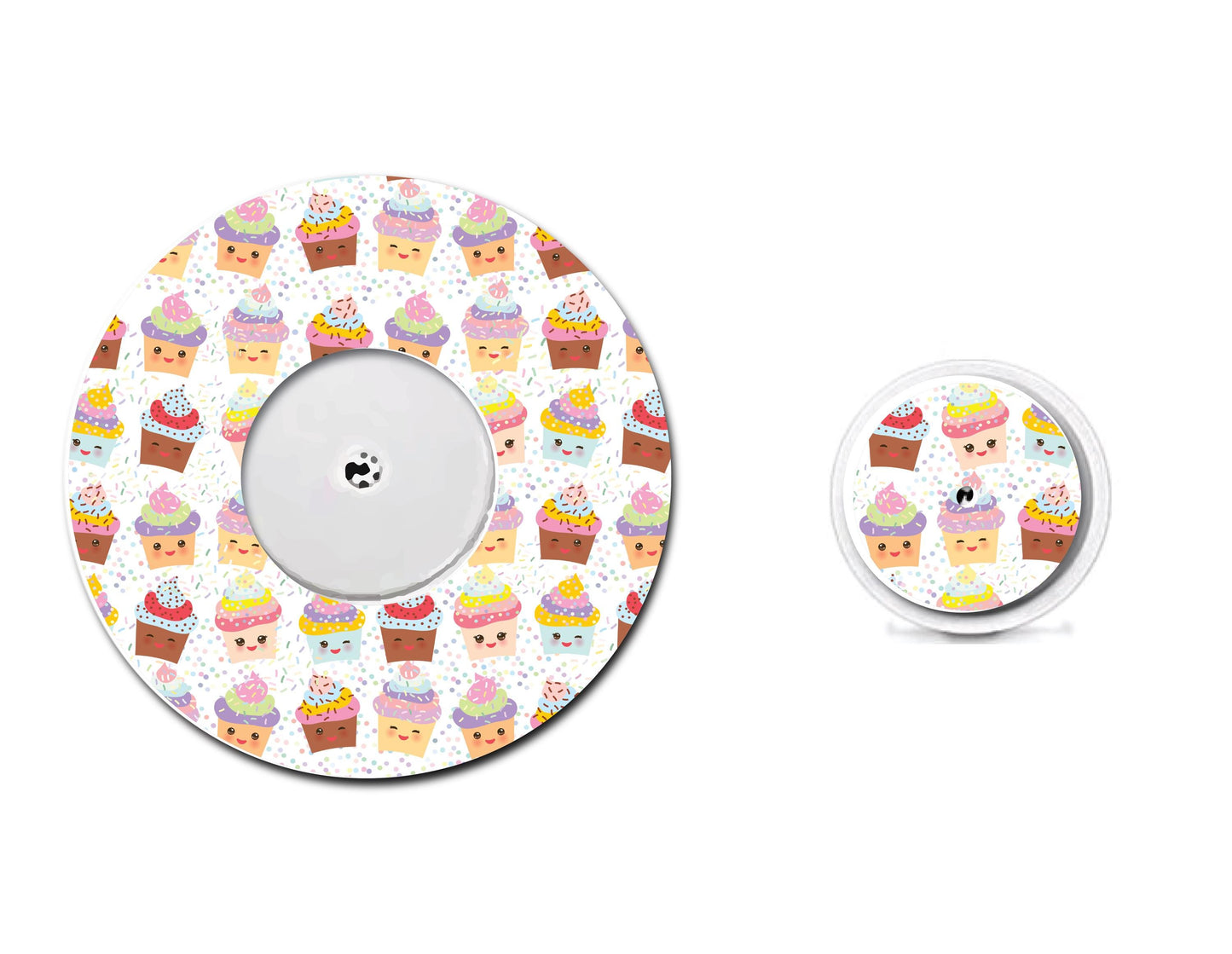 Cupcakes Continuous Glucose Monitor (CGM) Decorative Over Patch and Sticker/Tattoo Set