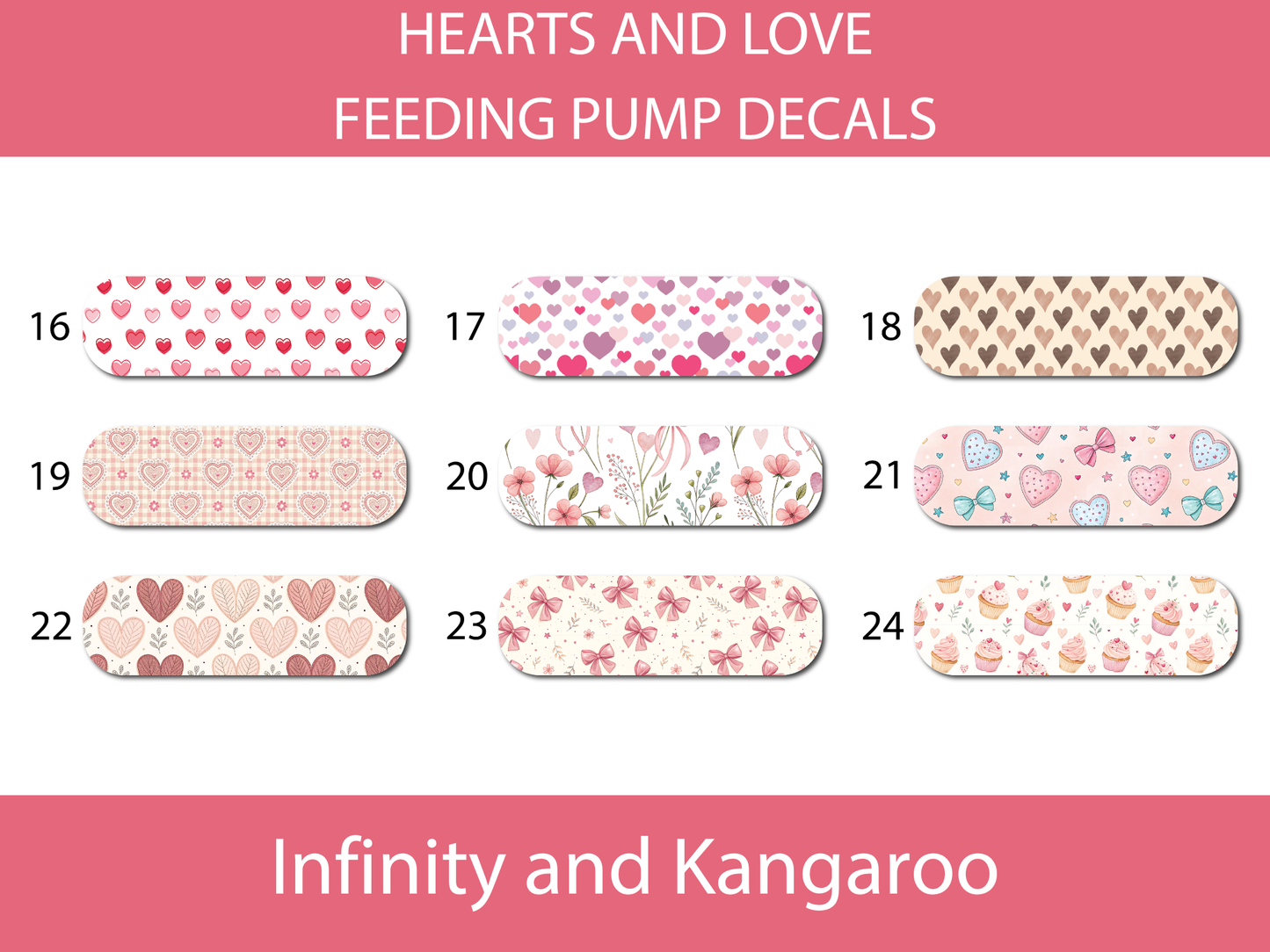 Heart and Love Infinity and Kangaroo Feeding Pump Decals
