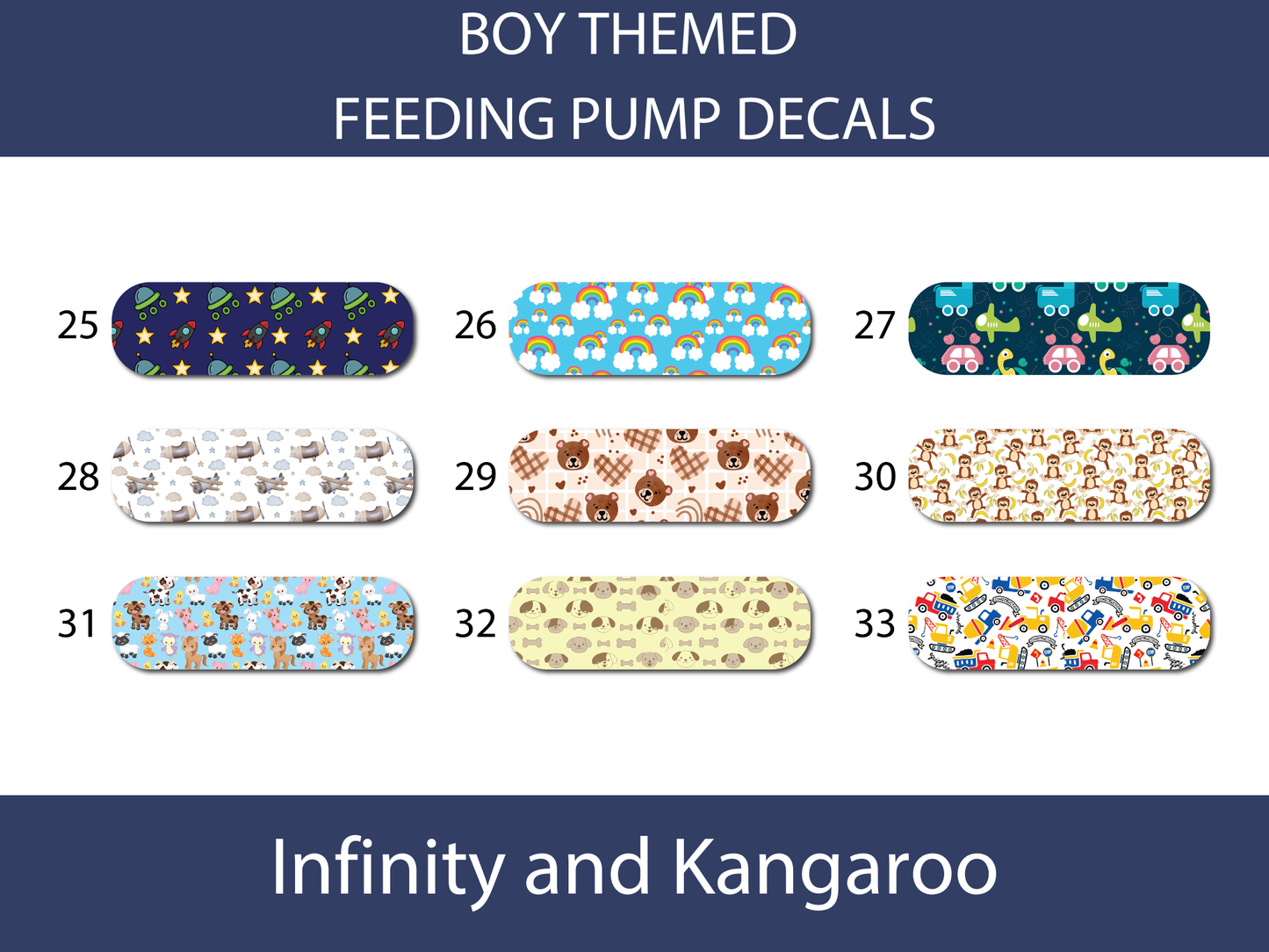 Boy Theme Infinity and Kangaroo Feeding Pump Decals