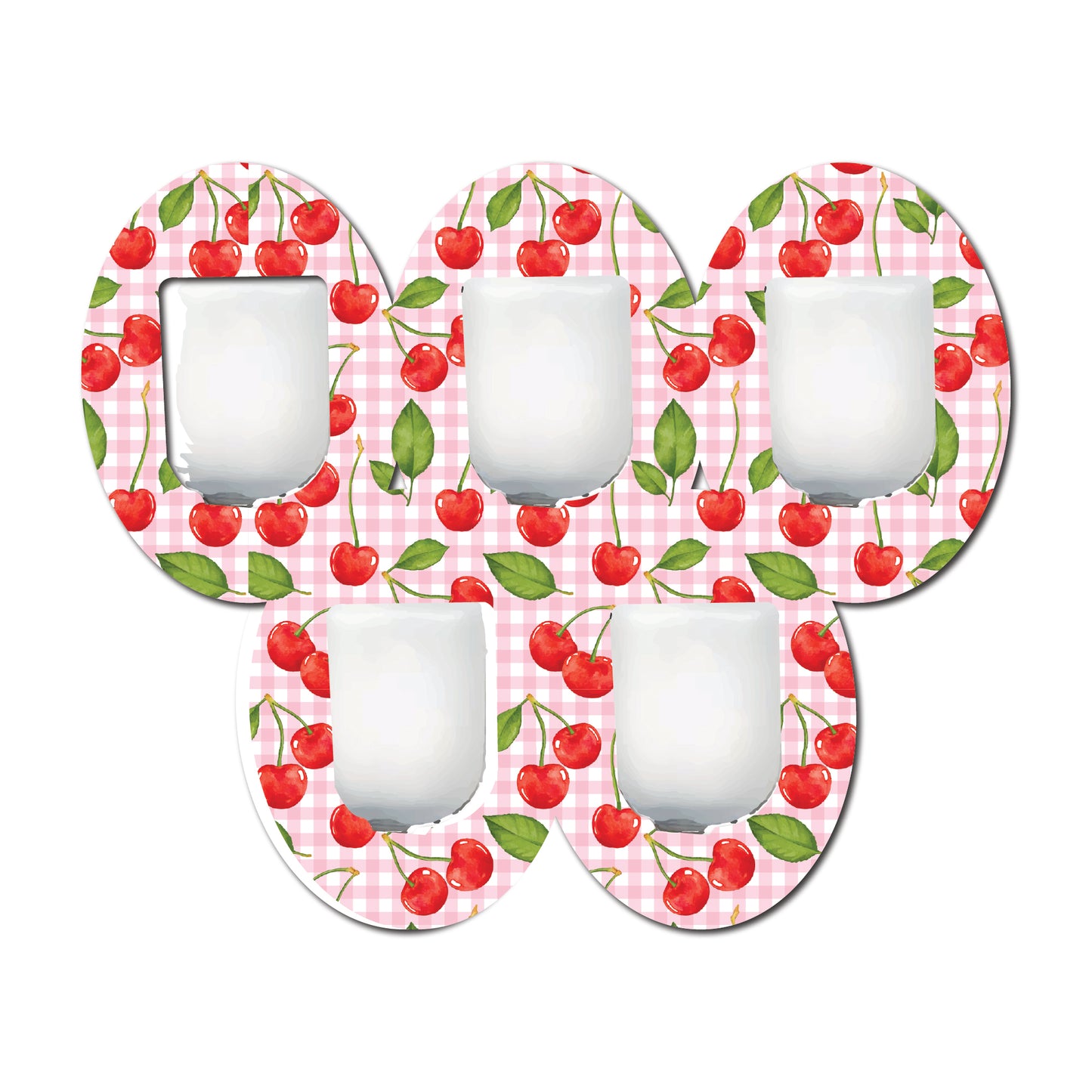 Strawberry Coquette Plaid 5 Pack CGM Patches