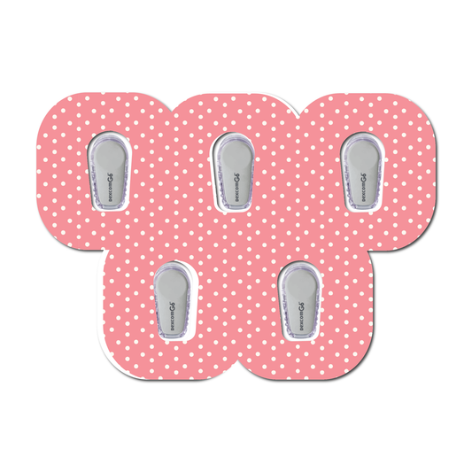 Strawberry Coquette Dark Pink Dots 5 Pack CGM Patches