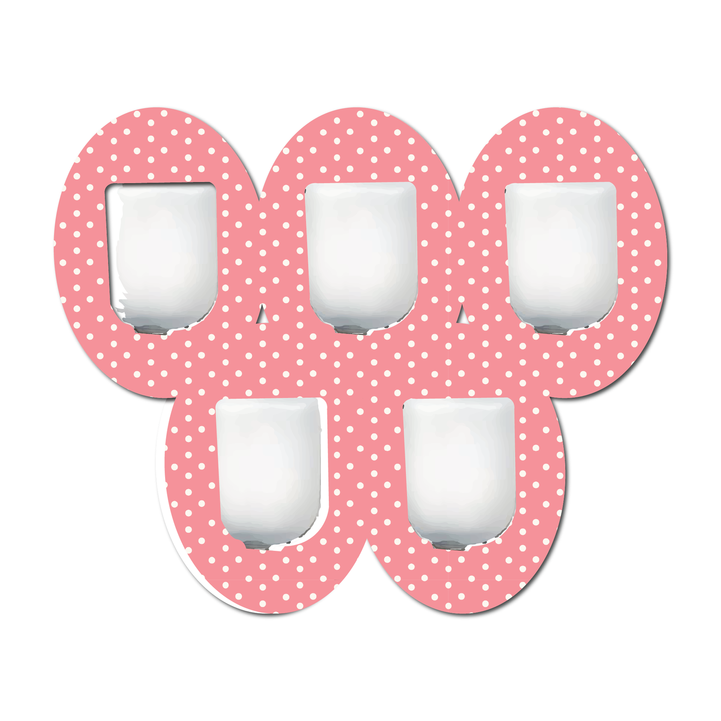 Strawberry Coquette Dark Pink Dots 5 Pack CGM Patches